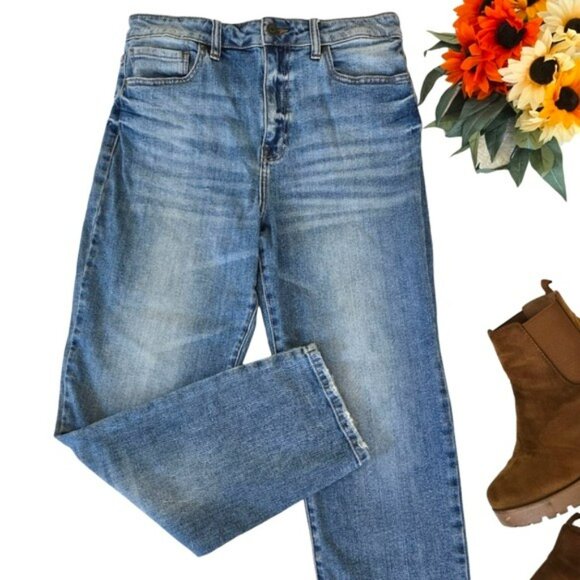 Eunina Women's Super High Rise Mom Jeans Size 15 Blue Denim Ankle Tyler Stretchy - Picture 2 of 14